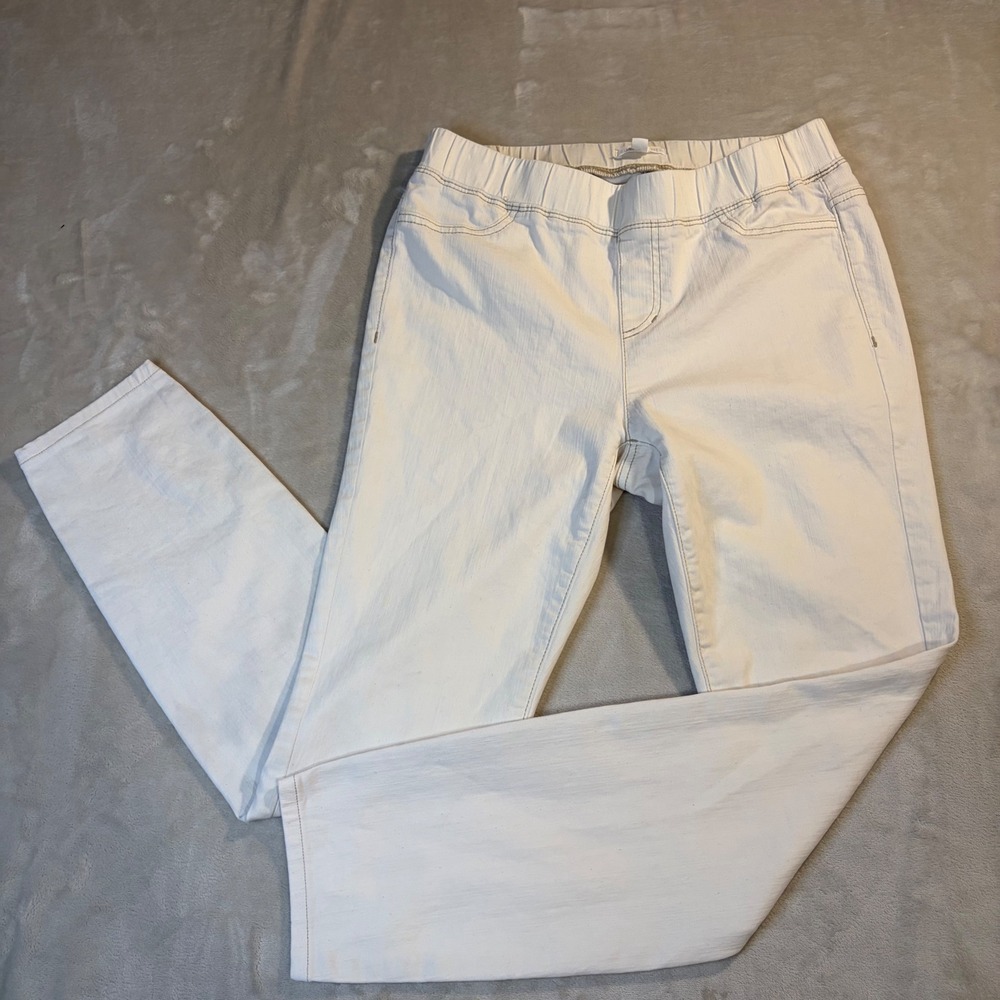 Eileen Fisher White Organic Cotton Stretch Pull On Skinny Jeans XS F19GDU